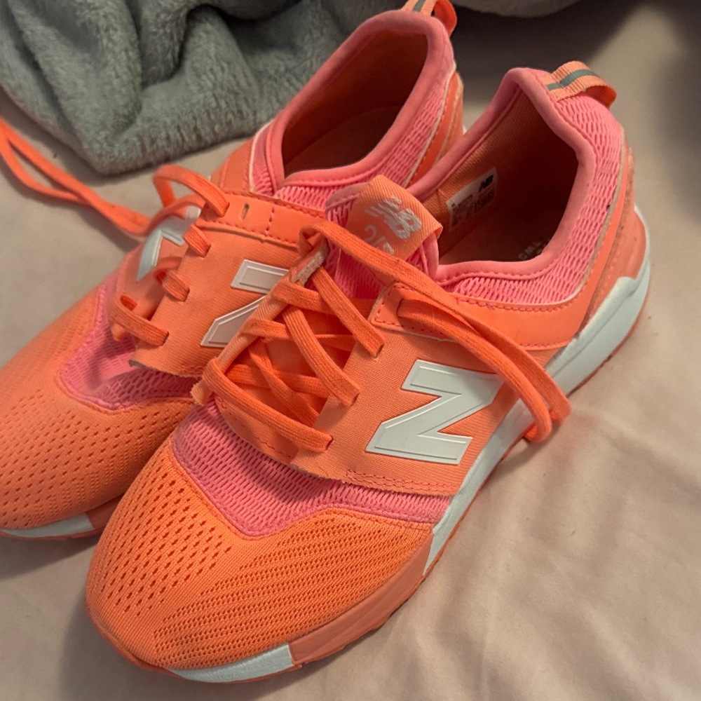 New Balance Kids' Vibrant Orange and Pink Sneakers